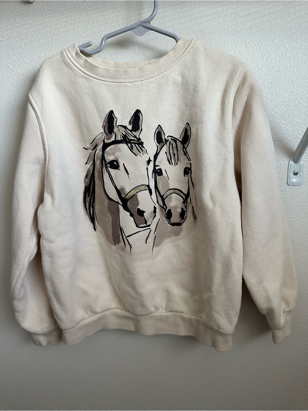 H&M Cream Horse Graphic Crewneck Sweatshirt